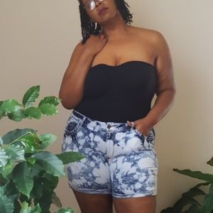 Plus size bleached jean shorts